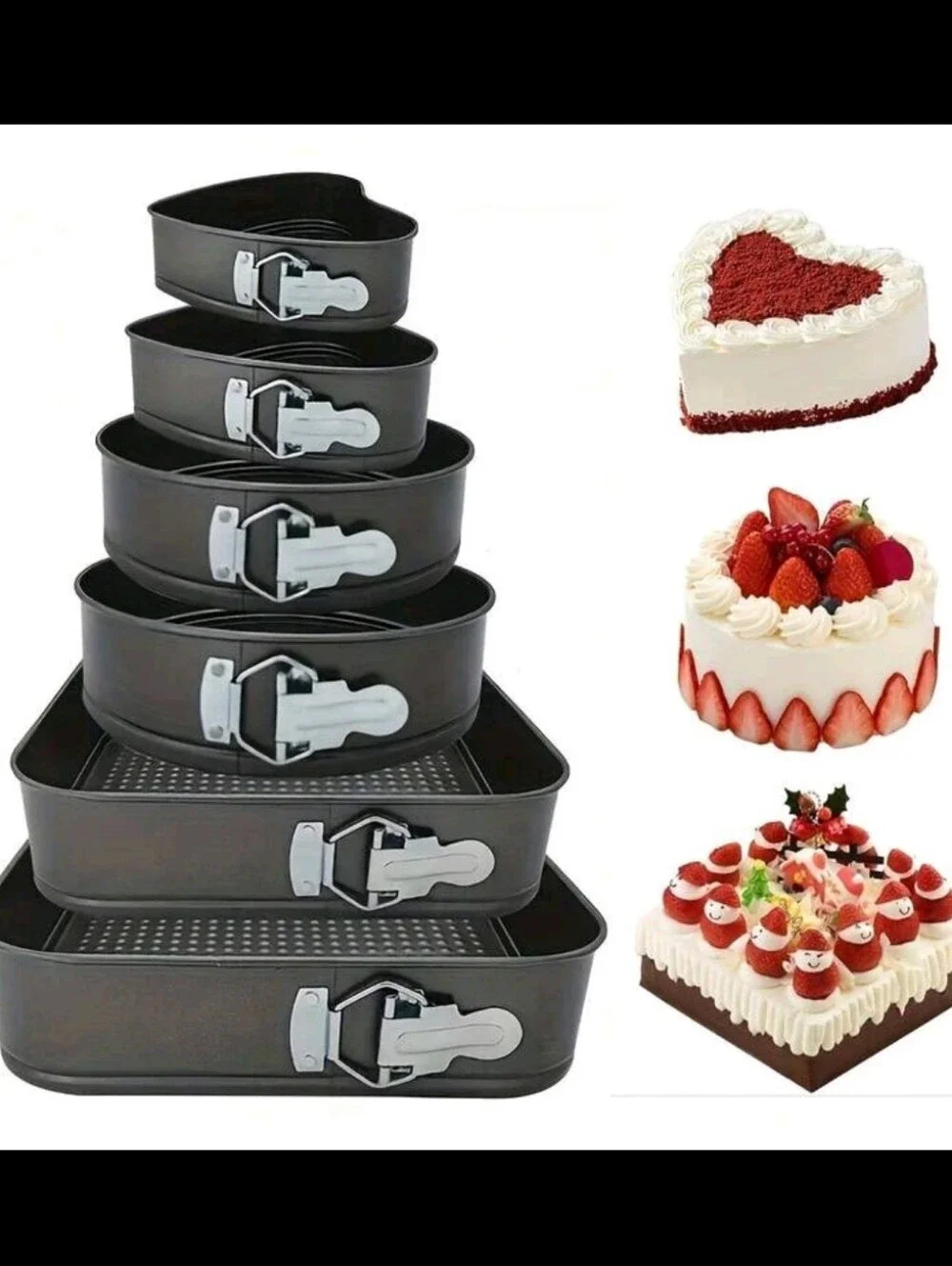 Nonstick Springform Cake Pan Set - Black - Unbranded
